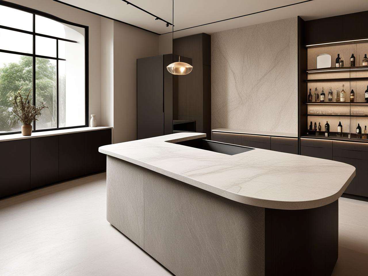 弧形吧台石材现场加工：曲面测量与异形切割技巧